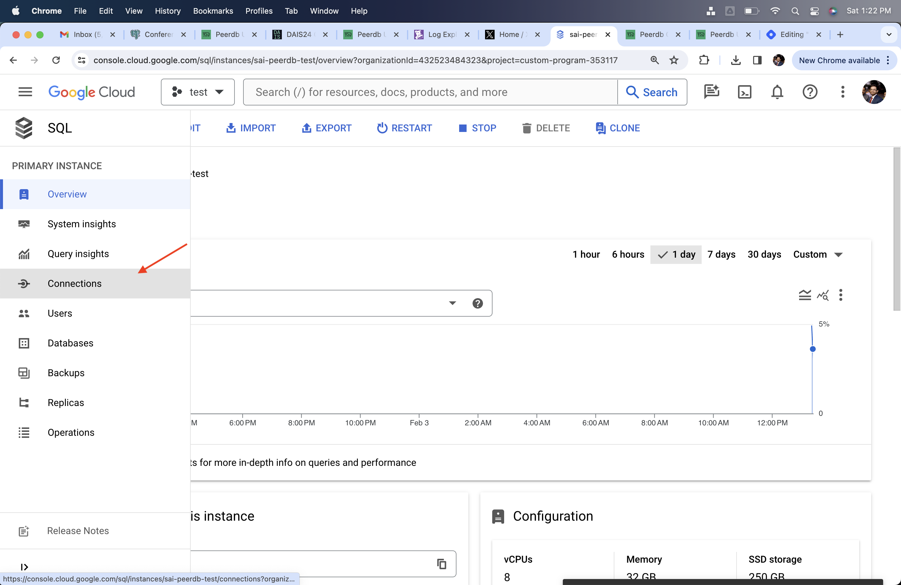 Connections Section in Cloud SQL